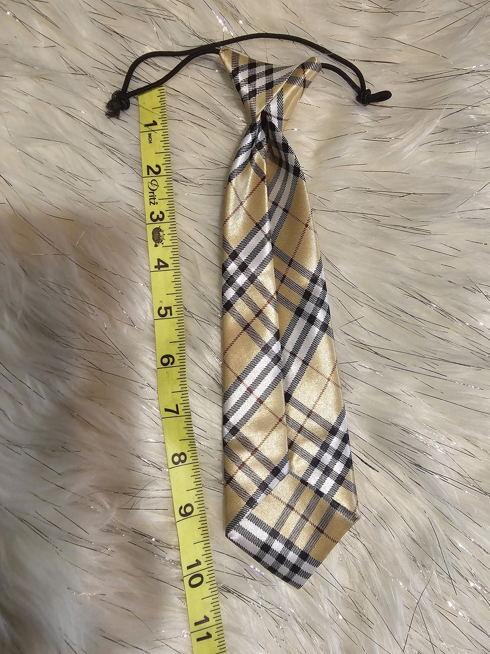 Boys' Gold Plaid Adjustable Neck Tie - Picture 2 of 2